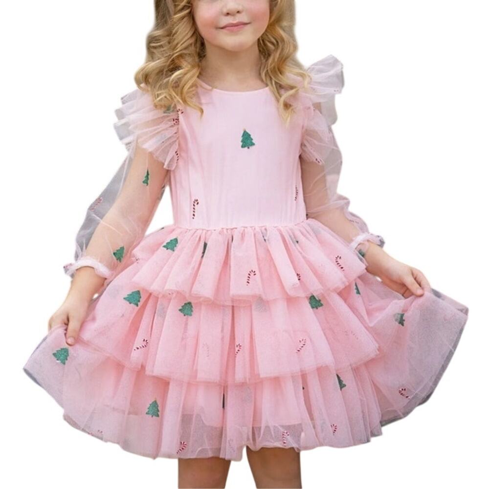 NWT Mia Belle Girls Frosted Pink Candy Cane Tutu Dress sz 2T